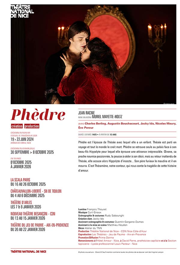 Photographie dans la presse de Virginie Lançon : Phèdre - Théâtre National de Nice.